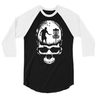 Disc Golf Skull Sunset Halloween T  Shirt Disc Golf Skull Player Retro 3/4 Sleeve Shirt | Artistshot