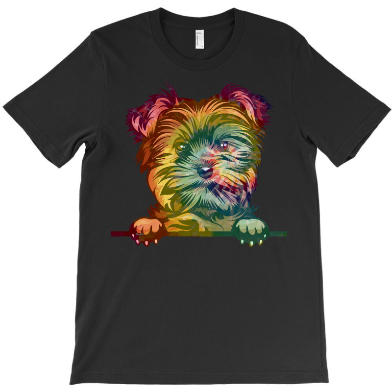 Dog Yorkie Tie Dye Color Peeking T  Shirt Animal Dog Yorkie Tie Dye Co T-shirt | Artistshot