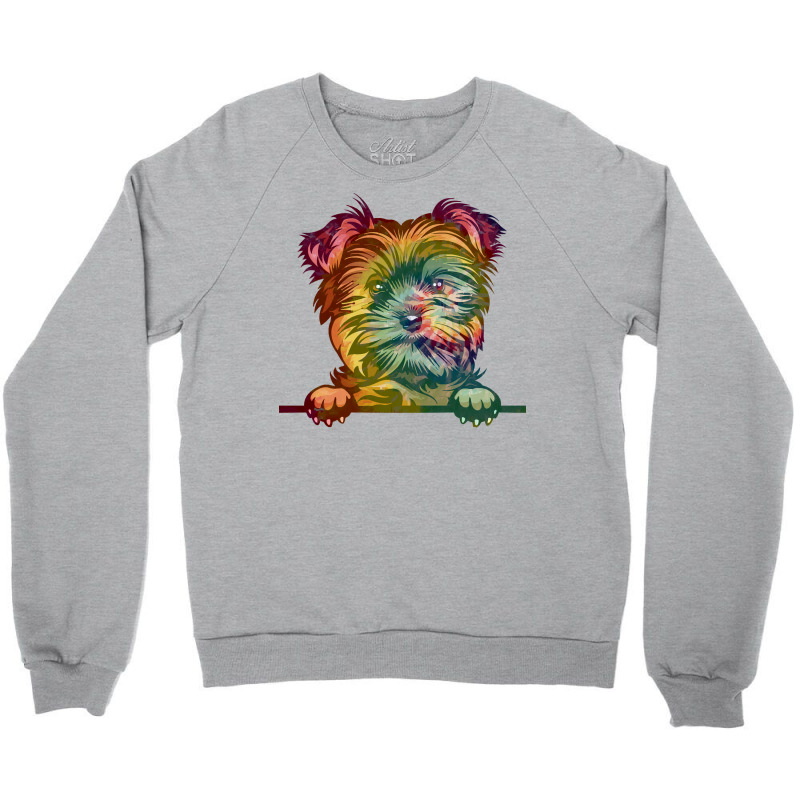 Dog Yorkie Tie Dye Color Peeking T  Shirt Animal Dog Yorkie Tie Dye Co Crewneck Sweatshirt | Artistshot