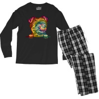 Dog Yorkie Tie Dye Color Peeking T  Shirt Animal Dog Yorkie Tie Dye Co Men's Long Sleeve Pajama Set | Artistshot