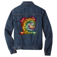 Dog Yorkie Tie Dye Color Peeking T  Shirt Animal Dog Yorkie Tie Dye Co Men Denim Jacket | Artistshot