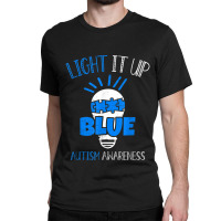 Light It Up Autism Awareness Day Month Colorful Puzzle Blue T Shirt Classic T-shirt | Artistshot