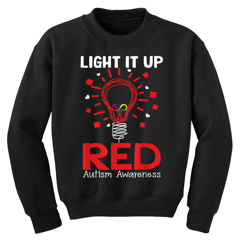 Light It Up Red Shirt, Autism Awareness T Shirt, Autism T Shirt Youth Sweatshirt by RoyalStore | Artistshot