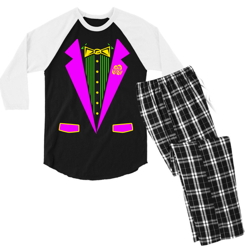 Funny Mardi Gras Tuxedo Costume Print Carnival Parade Men's 3/4 Sleeve Pajama Set | Artistshot