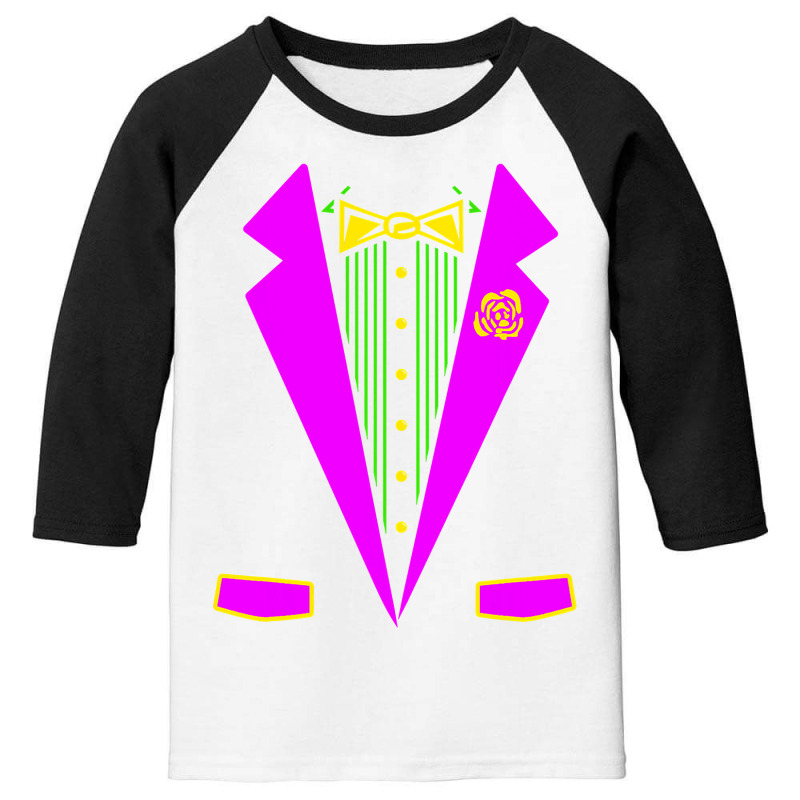 Funny Mardi Gras Tuxedo Costume Print Carnival Parade T Shirt Youth 3/4 Sleeve | Artistshot