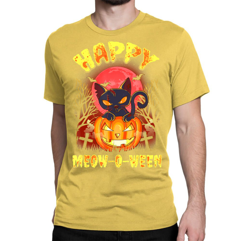 Halloween Cat Zombie Jack O Lantern Happy Meow O Ween Kitten Classic T-shirt | Artistshot