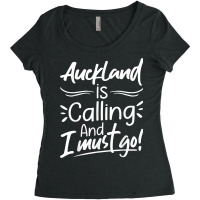 Auckland Is Calling And I Must Go Funny New Zealand Travel T Shirt Women's Triblend Scoop T-shirt | Artistshot