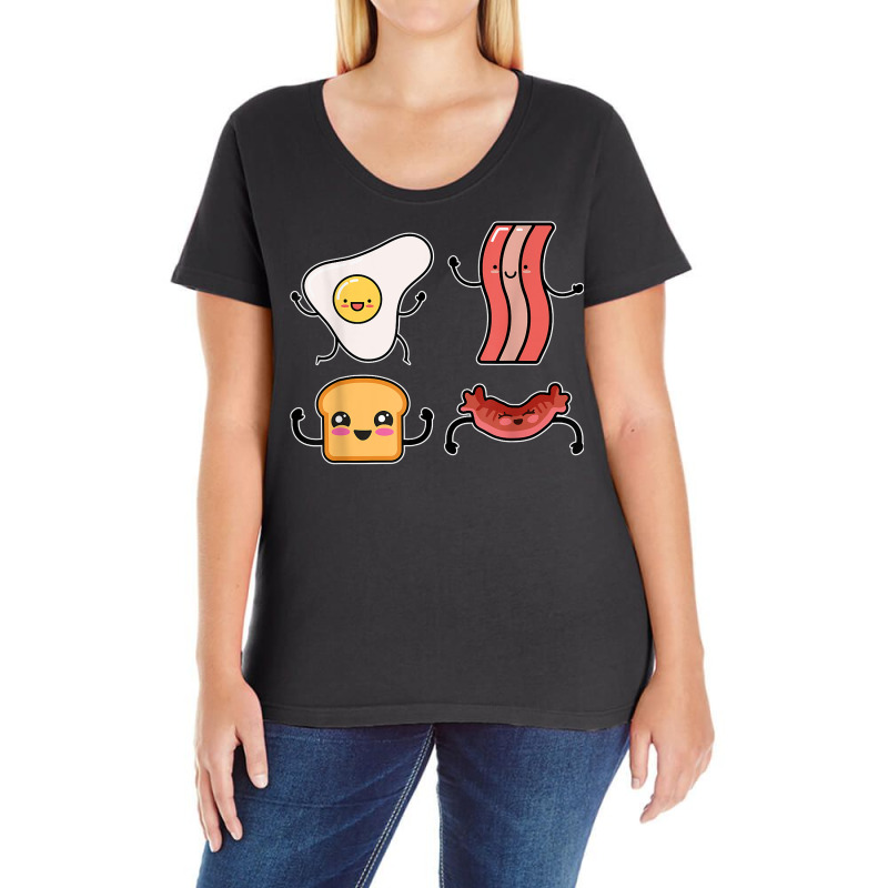 Funny Breakdance Crew Egg Toast Bread Sausage Bacon T Shirt Ladies Curvy T-Shirt by deleonnylorindg | Artistshot