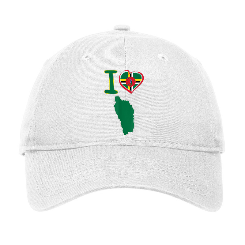 I Love Dominica. Flag In The Shape Of A Heart. Country Map T Shirt Adjustable Cap by sowleomballoucgp | Artistshot