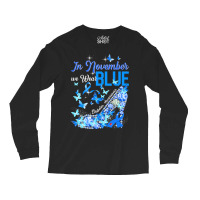 Diabetes In November We Wear Blue Butterflies Diabetes Awareness 35 Long Sleeve Shirts | Artistshot