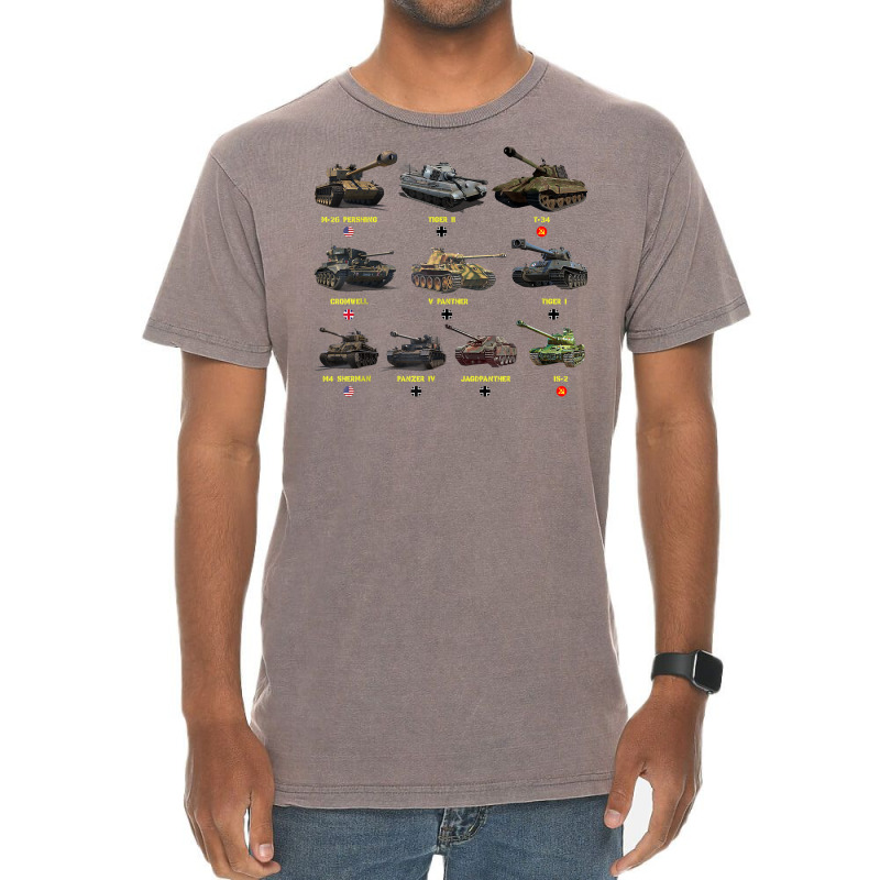 Top Ten Best Ww2 Tanks M4 Sherman Panzer Iv Tiger Ii T 34 T Shirt Vintage T-Shirt by roopeedwrich76 | Artistshot