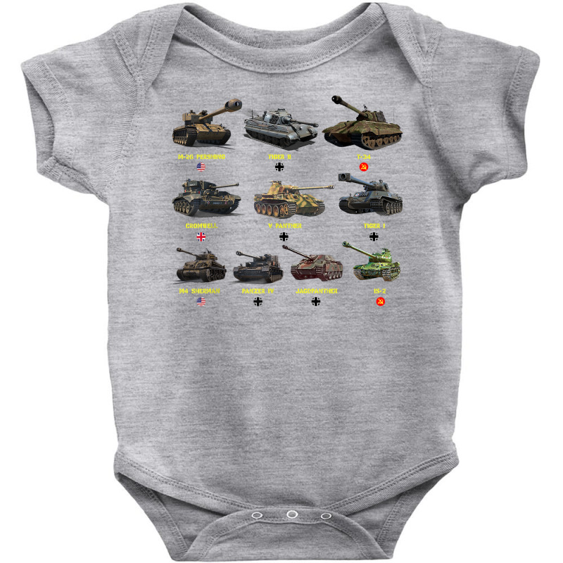 Top Ten Best Ww2 Tanks M4 Sherman Panzer Iv Tiger Ii T 34 T Shirt Baby Bodysuit by roopeedwrich76 | Artistshot