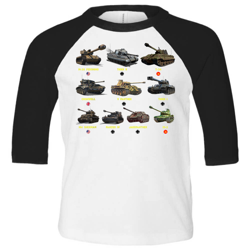 Top Ten Best Ww2 Tanks M4 Sherman Panzer Iv Tiger Ii T 34 T Shirt Toddler 3/4 Sleeve Tee by roopeedwrich76 | Artistshot