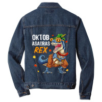 Oktoberfest T-rex Dinosaur Lederhosen Bavarian Costume Kids Characters Men Denim Jacket | Artistshot