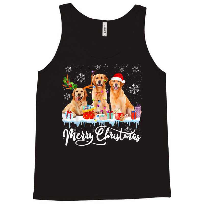 Golden Retriever Dog Merry Christmas Golden Retriever Santa Light Rein Tank Top | Artistshot