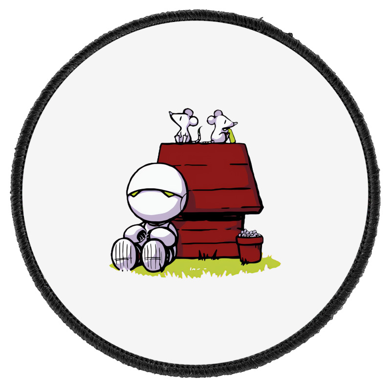 Marvin Paranoid Android Peanuts Round Patch | Artistshot