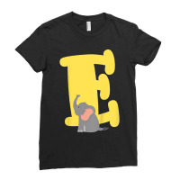 Kids Capital Letter E Alphabet Elephant Cute Kids Initial Ladies Fitted T-shirt | Artistshot