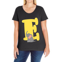 Kids Capital Letter E Alphabet Elephant Cute Kids Initial Ladies Curvy T-shirt | Artistshot