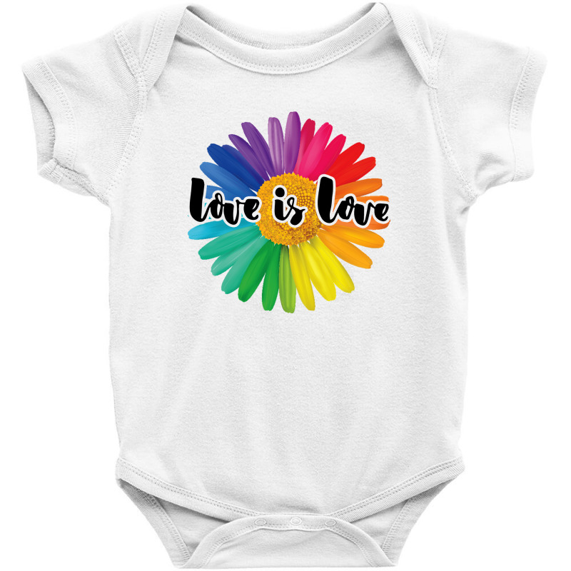 Love Is Love Rainbow Sunflower For Light Baby Bodysuit by autlu2024 | Artistshot