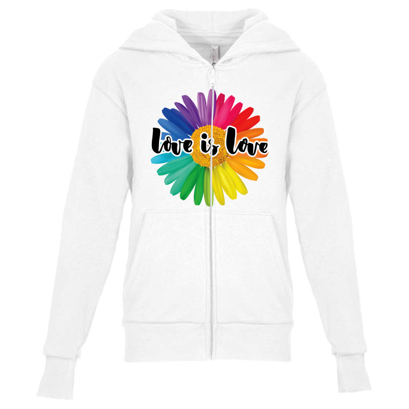 Love Is Love Rainbow Sunflower For Light Youth Zipper Hoodie by autlu2024 | Artistshot