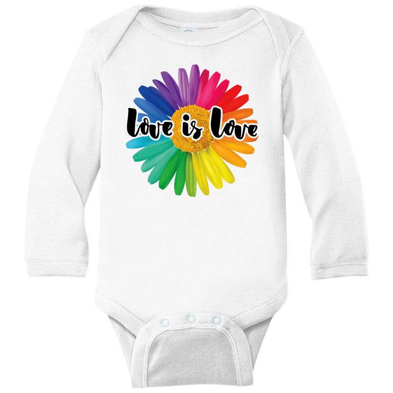 Love Is Love Rainbow Sunflower For Light Long Sleeve Baby Bodysuit by autlu2024 | Artistshot