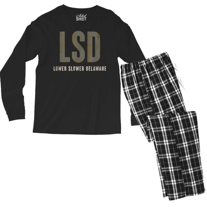 Lower Slower Delaware T Shirt Men's Long Sleeve Pajama Set | Artistshot