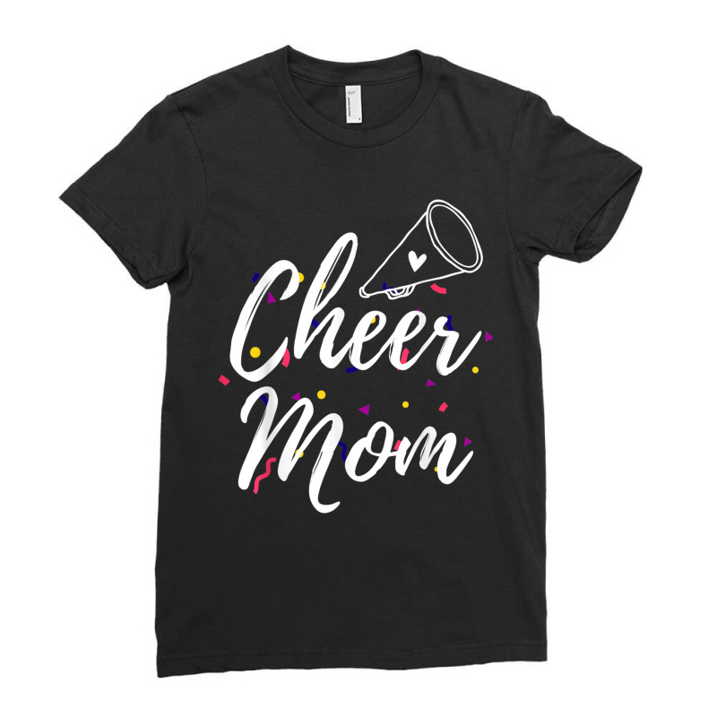 Womens Cheer Mom Megaphone With Heart Accent Women Funny Gifts Boys Gi Ladies Fitted T-Shirt by HailieDesign | Artistshot