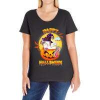 Happy Halloween Cute Candy Corn Unicorn With Witch Hat Girls Ladies Curvy T-shirt | Artistshot