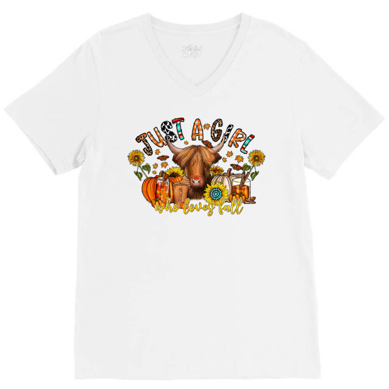 Just A Girl Who Loves Fall V-neck Tee | Artistshot