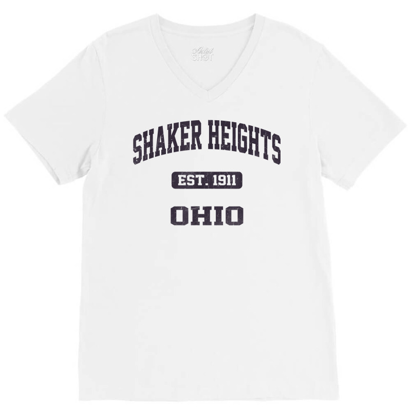 Shaker Heights Ohio Oh Vintage State Athletic Style T Shirt V-Neck Tee by pickengtwrentv | Artistshot