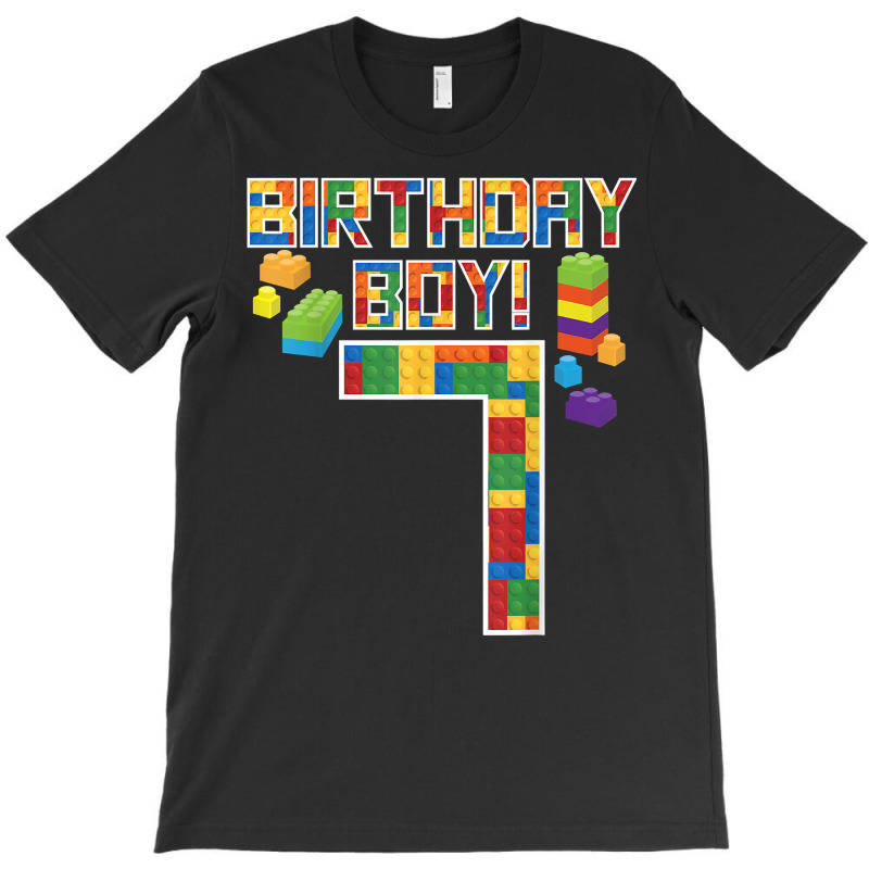 Cute 7th Birthday Gift 7 Years Old Block Building Boys Kids T Shirt T-shirt | Artistshot