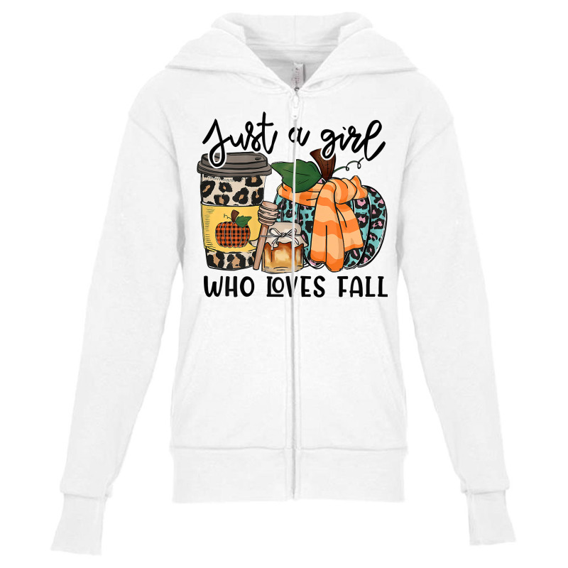 Womens Just A Girl Loves Fall, Fall Season Tops, Leopard Pumpkin T Shi Youth Zipper Hoodie by sowleomballoucgp | Artistshot