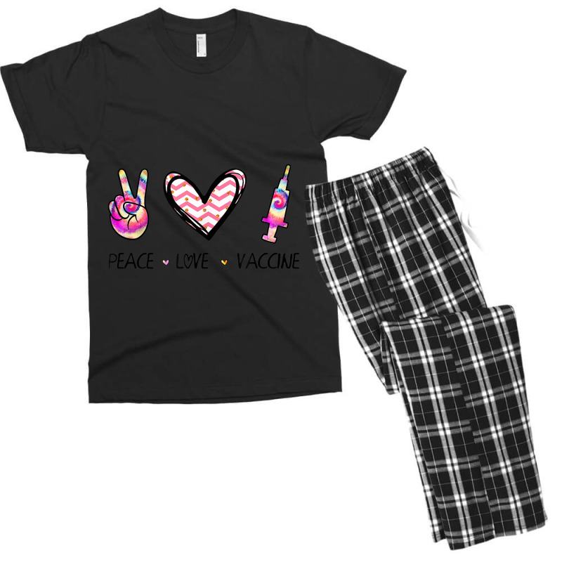 Peace Love And Vaccine I'm Vaccinated 2021 Vaccination Day Gift Men's T-shirt Pajama Set by CaleDesign | Artistshot