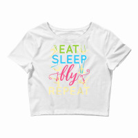 Aerial Yoga Silks Women Eat Sleep Fly Repeat T Shirt Crop Top | Artistshot