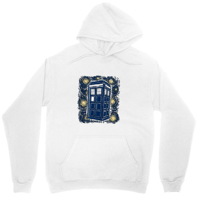 Starry Night Tardis Unisex Hoodie by pusyaque-podcast | Artistshot