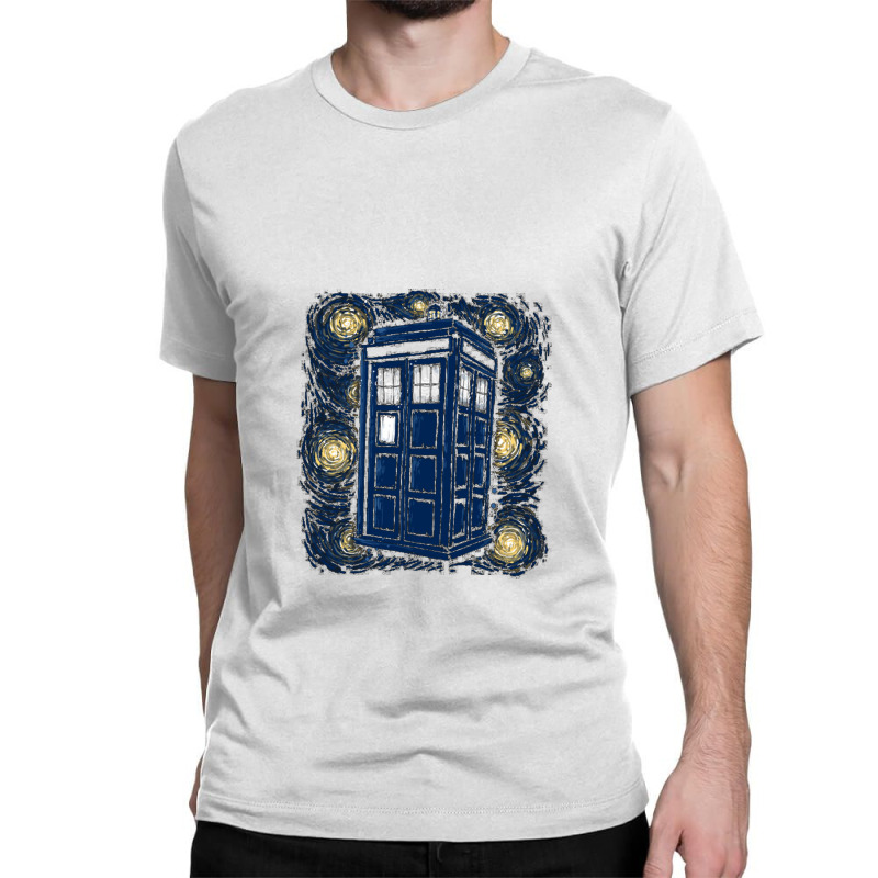 Starry Night Tardis Classic T-shirt by pusyaque-podcast | Artistshot