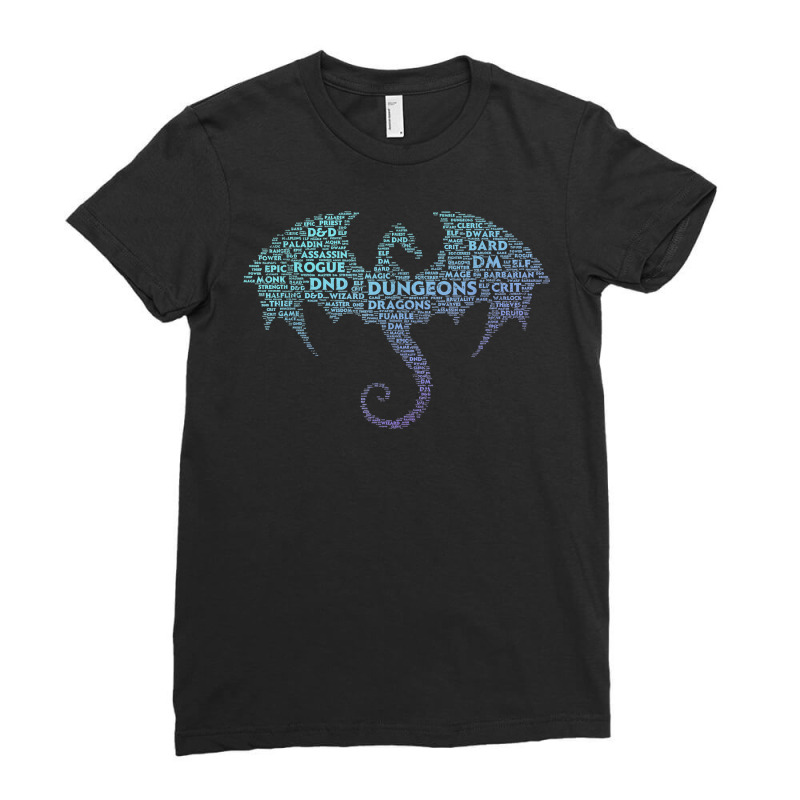 Dragon Word Art  Dungeon Crawler  Rpg Dm Gaming T Shirt Ladies Fitted T-Shirt by liobuthieleb3 | Artistshot