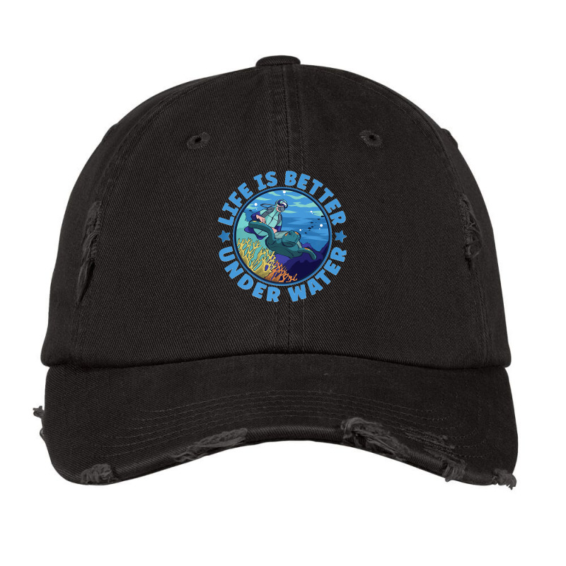 Life Is Better Under Water Marine Biology Scuba Diver Premium Vintage Cap | Artistshot