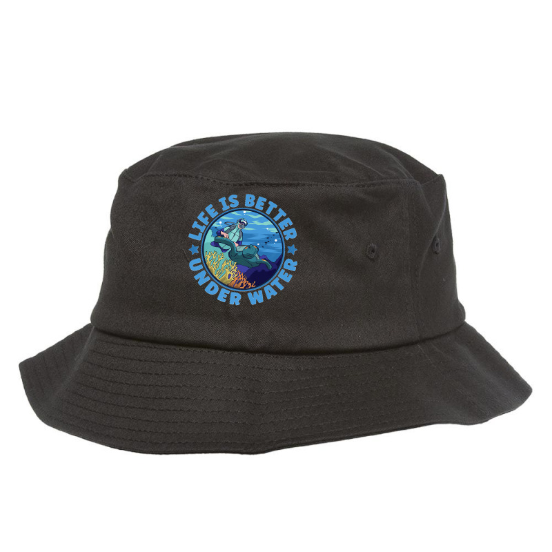 Life Is Better Under Water Marine Biology Scuba Diver Premium Bucket Hat | Artistshot