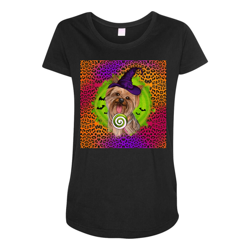 Halloween Yorkshire Terrier Maternity Scoop Neck T-shirt by LillyAllenDesigns | Artistshot