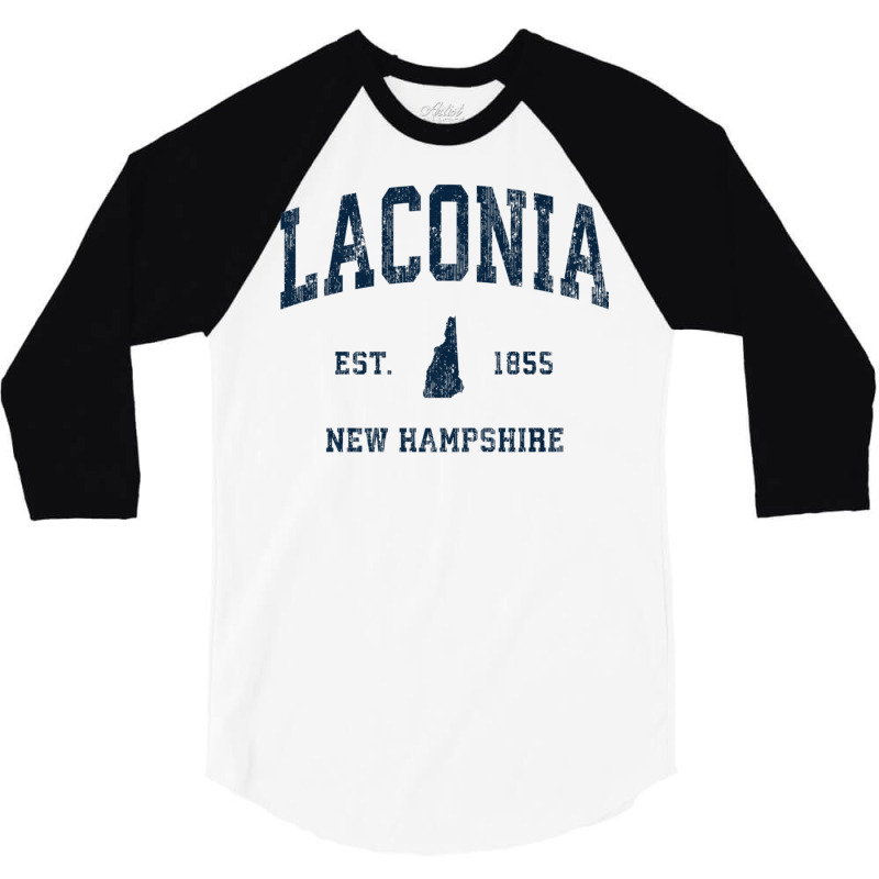 Laconia New Hampshire Nh Vintage Athletic Navy Sports Design Premium T 3/4 Sleeve Shirt | Artistshot