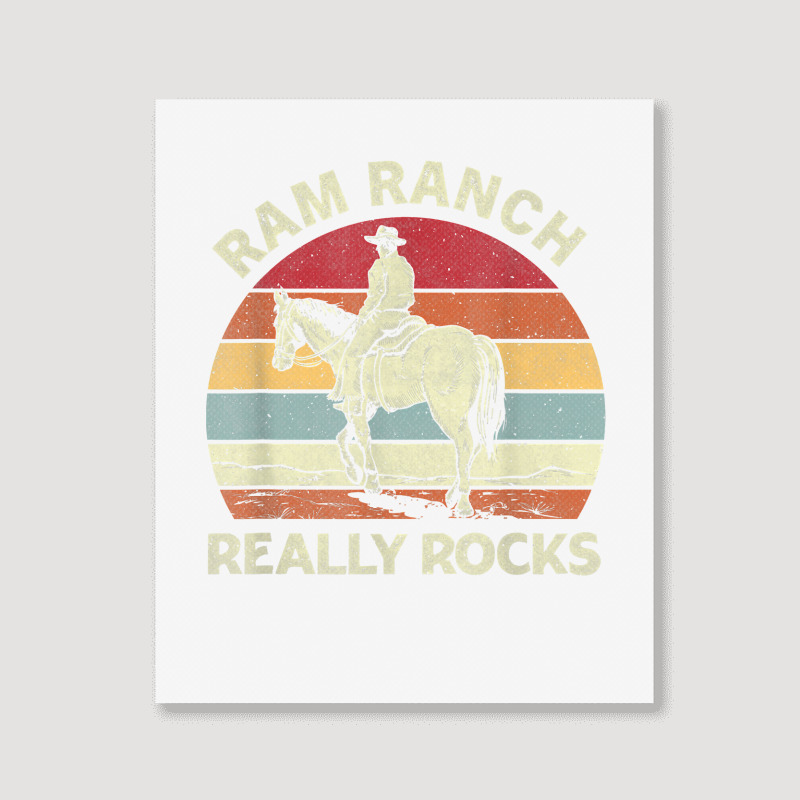 Ram Ranch Really Rock Vintage Western Rodeo Cowboy Horseback T Shirt Portrait Canvas Print | Artistshot