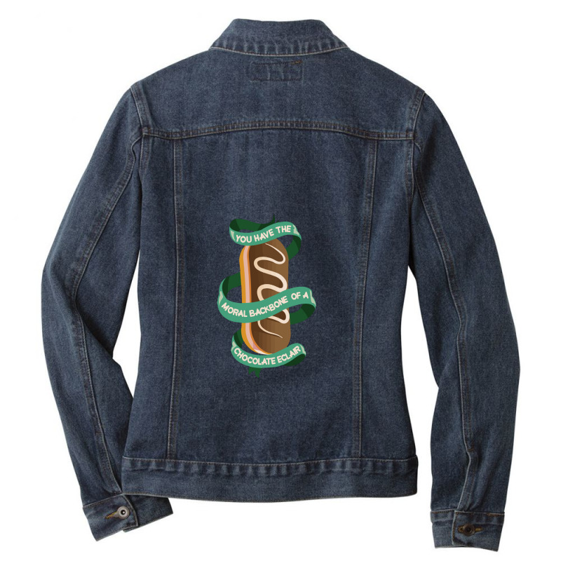 You Have The Moral Backbone Of A Chocolate Eclair, John Mulaney Ladies Denim Jacket by hydrant-podcast | Artistshot