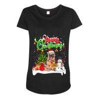 Pug Dog Xmas Lighting Matching Santa Pug Dog Wearing Christmas 165 Maternity Scoop Neck T-shirt | Artistshot