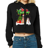 Pug Dog Xmas Lighting Matching Santa Pug Dog Wearing Christmas 165 Cropped Hoodie | Artistshot