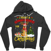 German Shepherd Gsd I Want German Shepherd Christmas Lights Santa Rein Zipper Hoodie | Artistshot