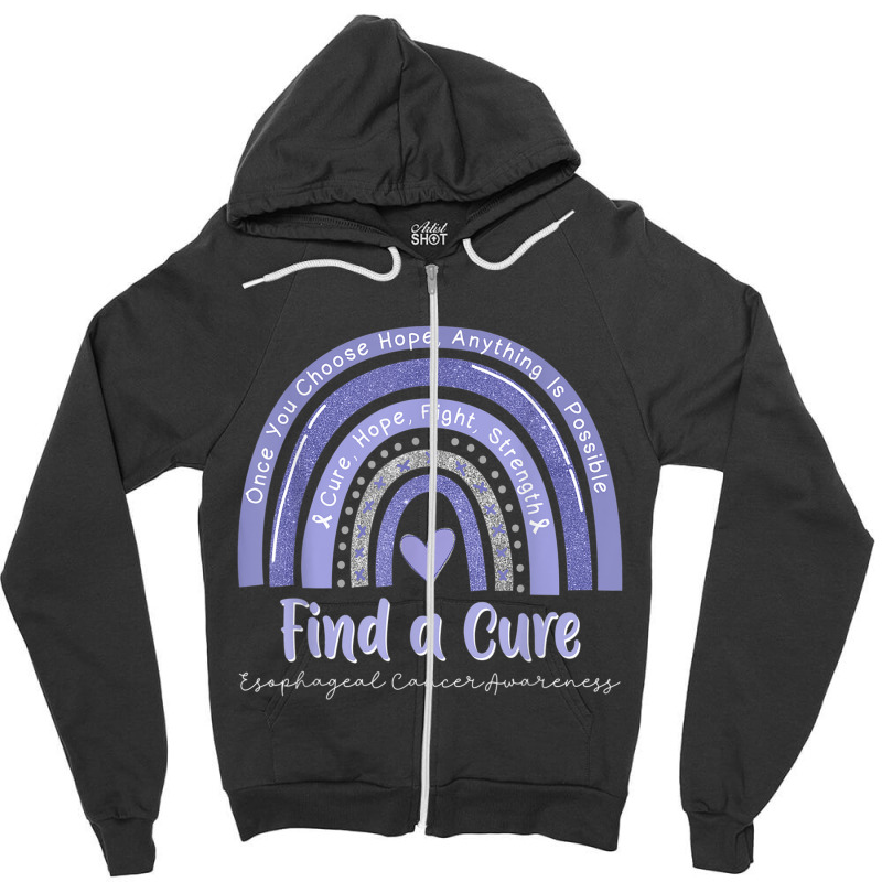 Rainbow Cure Hope Fight Strength Esophageal Cancer Awareness Zipper Hoodie by LaytonDesign | Artistshot