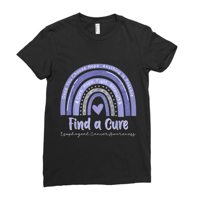 Rainbow Cure Hope Fight Strength Esophageal Cancer Awareness Ladies Fitted T-Shirt by LaytonDesign | Artistshot