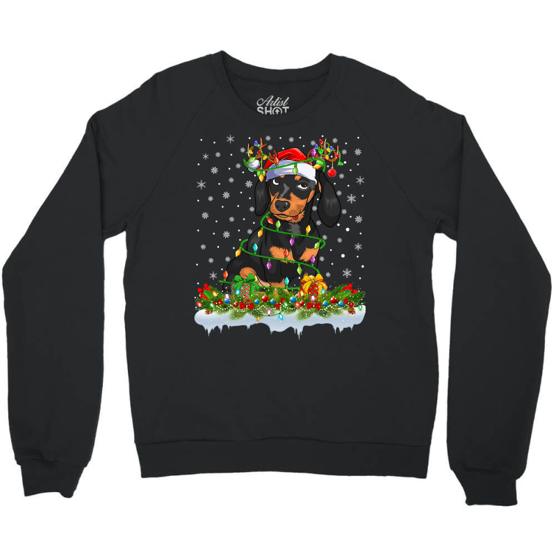 Dachshund Family Matching Xmas Lighting Santa Dachshund Doxie Christma Crewneck Sweatshirt by pester | Artistshot