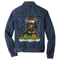 Dachshund Family Matching Xmas Lighting Santa Dachshund Doxie Christma Men Denim Jacket | Artistshot